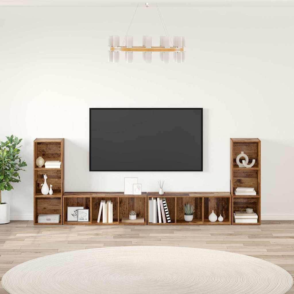 vidaXL TV Cabinet Set 4 pcs Reclaimed Wood 37 x 35 x 107 cm Engineered Wood