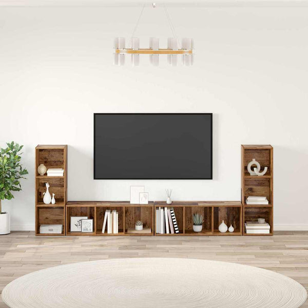 vidaXL TV Cabinet Set 4 pcs Reclaimed Wood 37 x 35 x 107 cm Engineered Wood