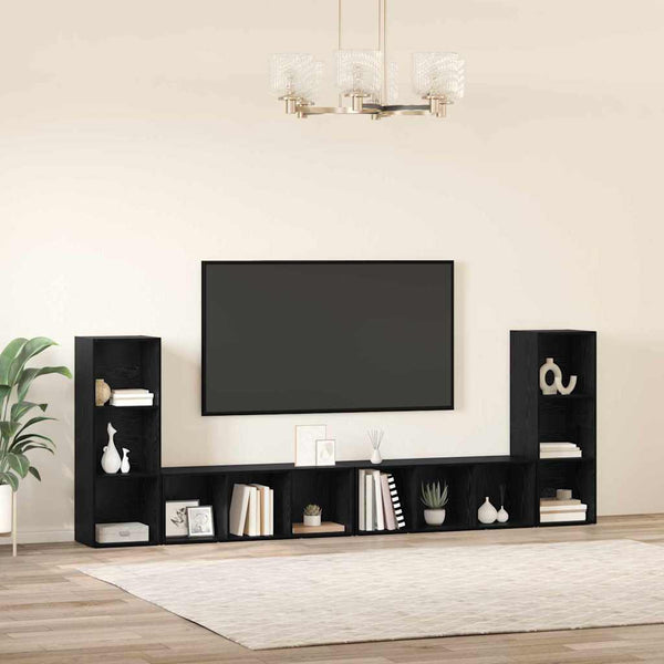 vidaXL TV Cabinet Set 4 pcs Black Oak Look 37 x 35 x 107 cm
