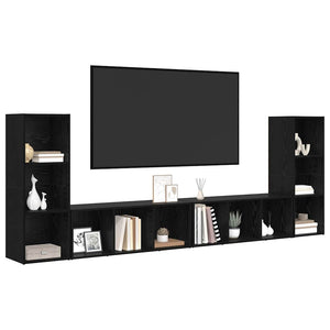 vidaXL TV Cabinet Set 4 pcs Black Oak Look 37 x 35 x 107 cm