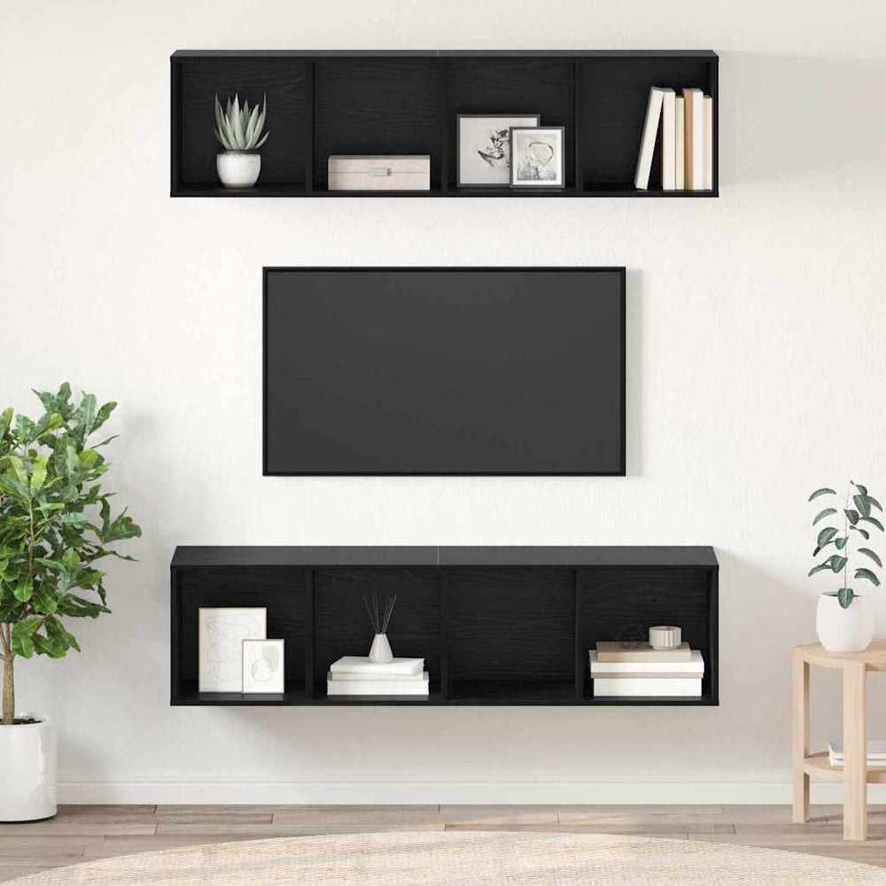 vidaXL TV Cabinet Set 2 pcs Black Oak Look 37 x 37 x 142.5 cm
