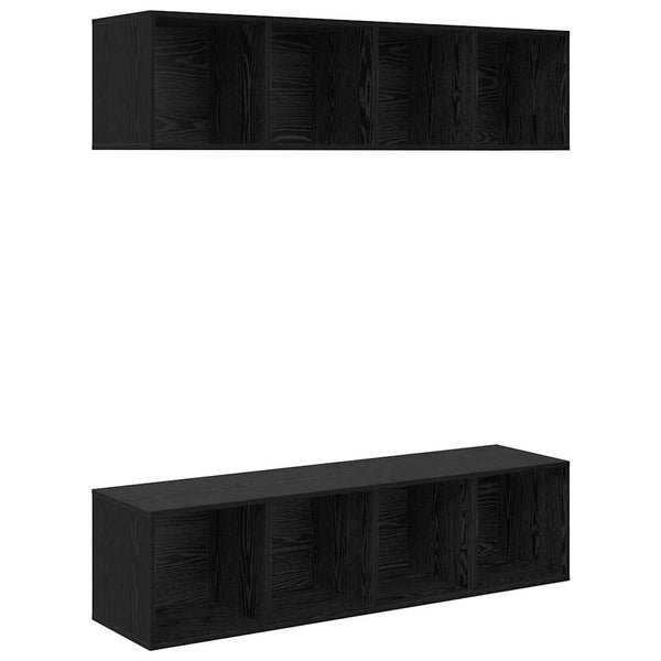 vidaXL TV Cabinet Set 2 pcs Black Oak Look 37 x 37 x 142.5 cm