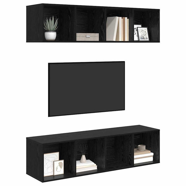 vidaXL TV Cabinet Set 2 pcs Black Oak Look 37 x 37 x 142.5 cm