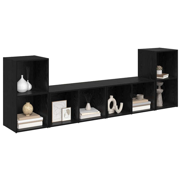 vidaXL TV Cabinet Set 4 pcs Black Oak Look 37 x 37 x 72 cm