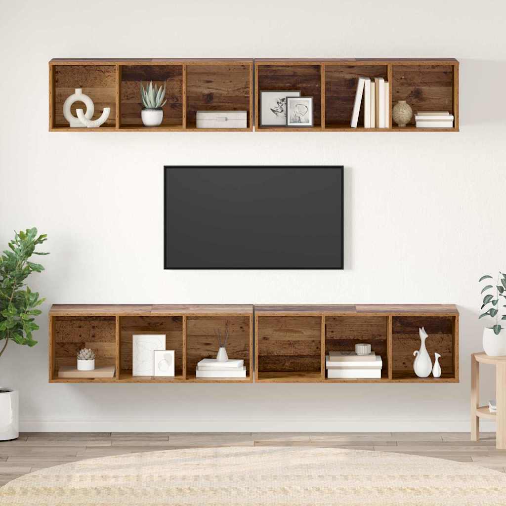 vidaXL TV Cabinet Set 4 pcs Reclaimed Wood 37 x 37 x 107 cm Engineered Wood