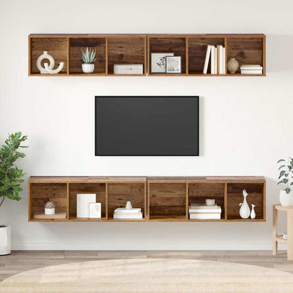 vidaXL TV Cabinet Set 4 pcs Reclaimed Wood 37 x 37 x 107 cm Engineered Wood