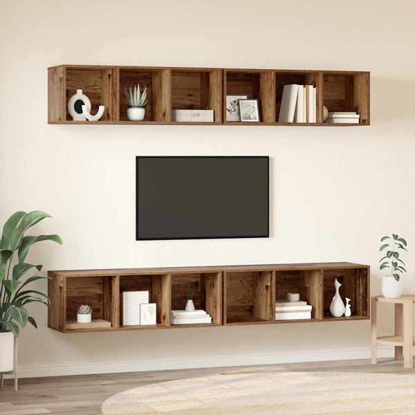 vidaXL TV Cabinet Set 4 pcs Reclaimed Wood 37 x 37 x 107 cm Engineered Wood