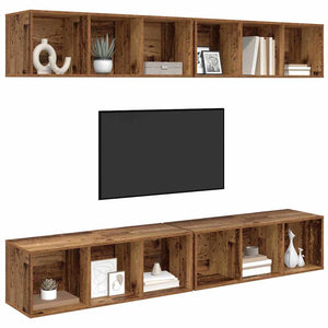 vidaXL TV Cabinet Set 4 pcs Reclaimed Wood 37 x 37 x 107 cm Engineered Wood