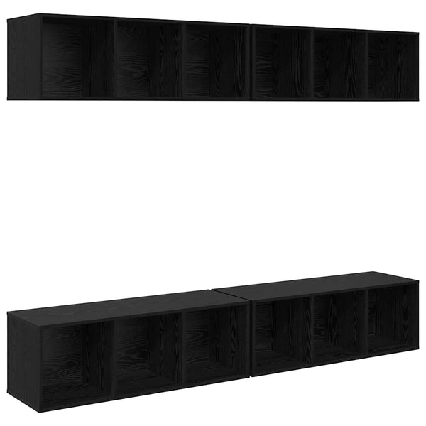 vidaXL TV Cabinet Set 4 pcs Black Oak Look 37 x 37 x 107 cm