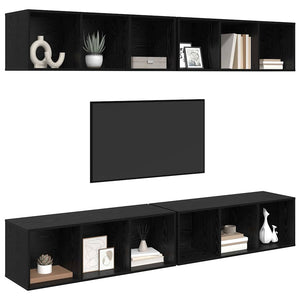 vidaXL TV Cabinet Set 4 pcs Black Oak Look 37 x 37 x 107 cm