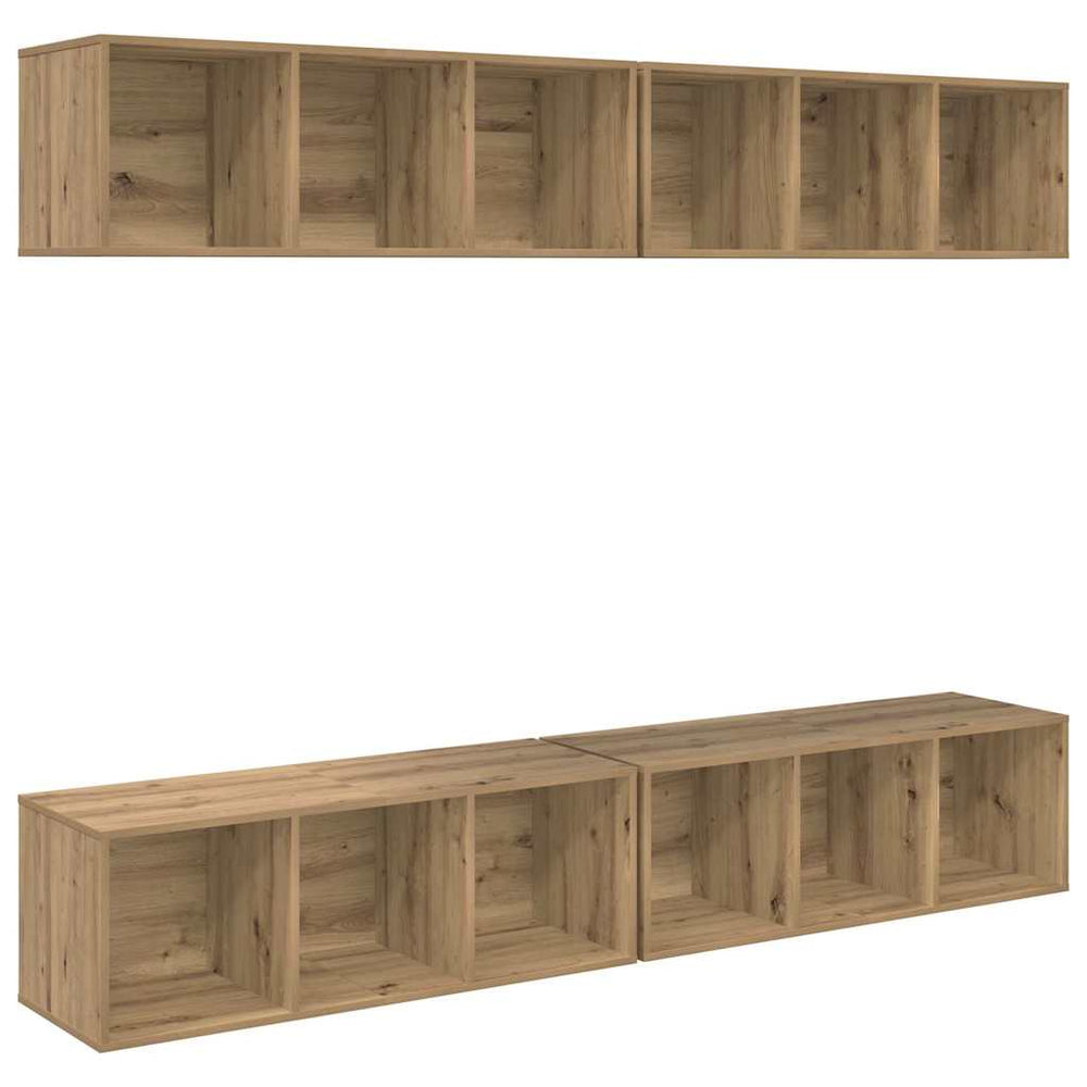 vidaXL TV Cabinet Set Wall Mounted 4 pcs Artisan Oak 37 x 37 x 107 cm