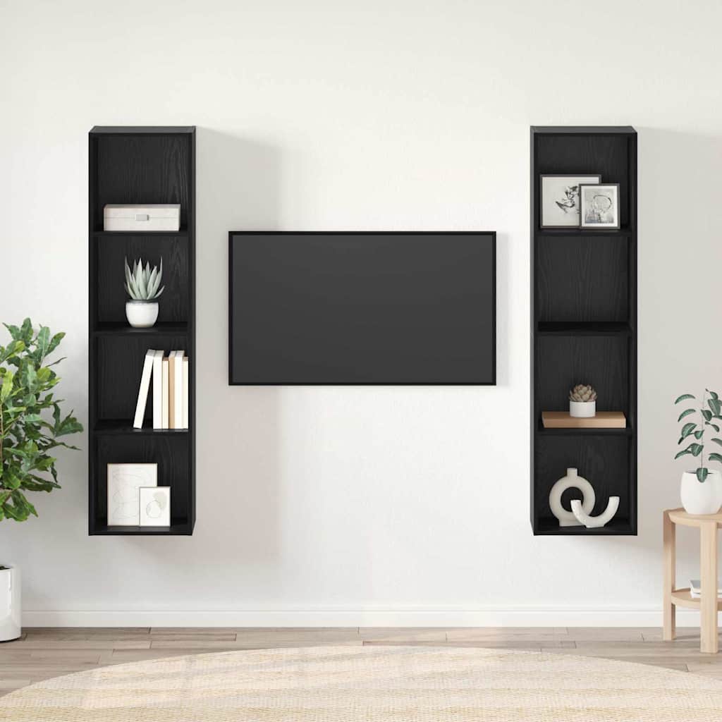 TV-Schrankset Schwarz Holzwerkstoff