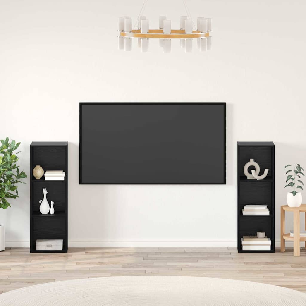 TV-Schrankset, 2-teilig, Schwarz Eichenoptik