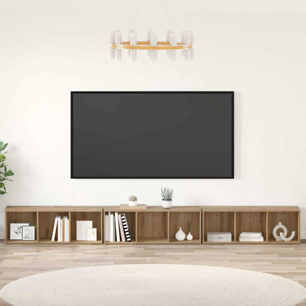Wandmontiertes TV-Schrankset Eiche
