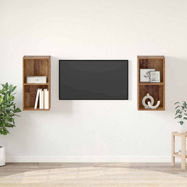 TV-Schrank Set Altholz 2er