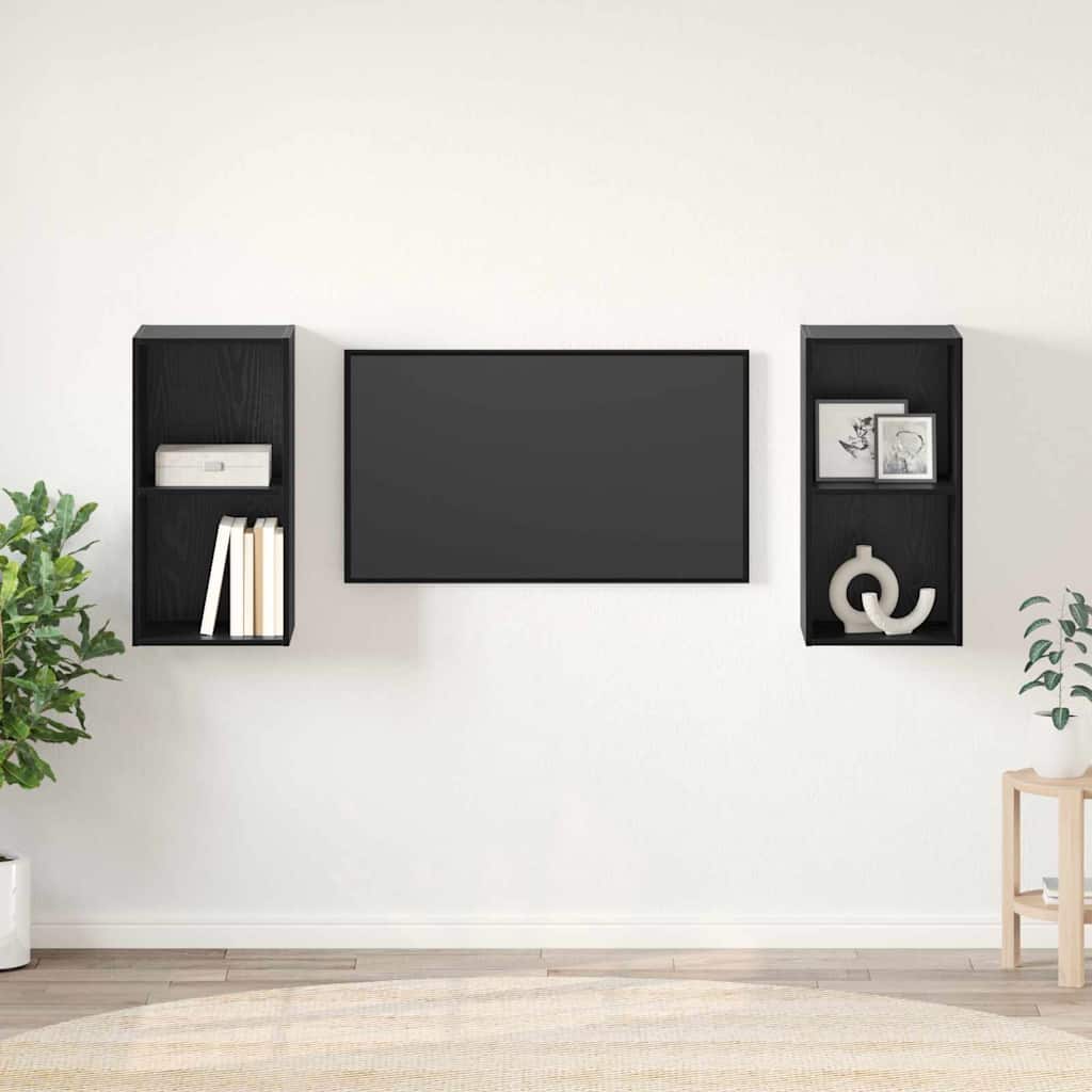 TV-Schrank Set 2er Schwarz Eiche