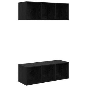 TV-Schrank Set Schwarz Eichen-Optik