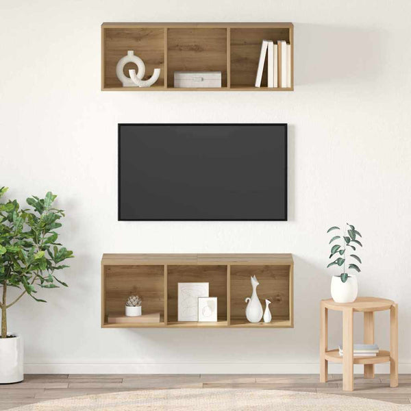 Wandmontiertes TV-Schrankset Artisan-Eiche