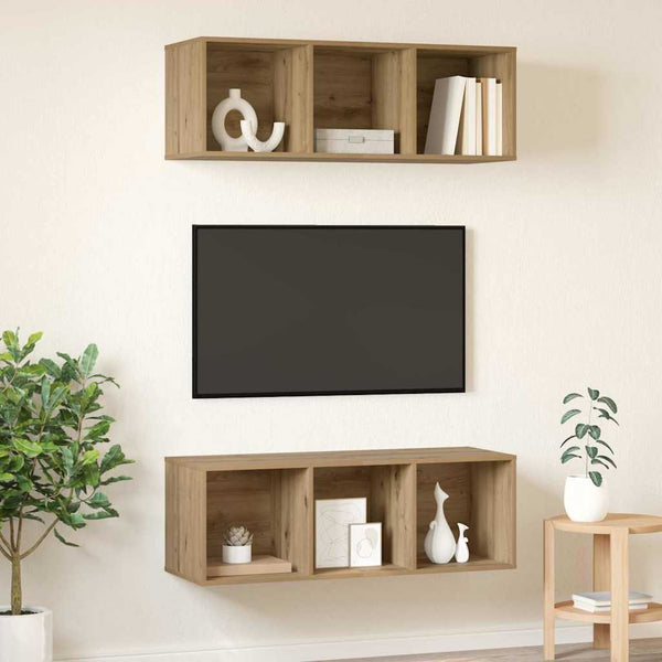Wandmontiertes TV-Schrankset Artisan-Eiche