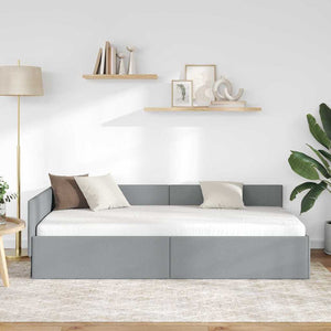 vidaXL Corner Bed Frame with Headboard Light Gray 80 cm x 200 cm Fabric