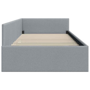 vidaXL Corner Bed Frame with Headboard Light Gray 80 cm x 200 cm Fabric