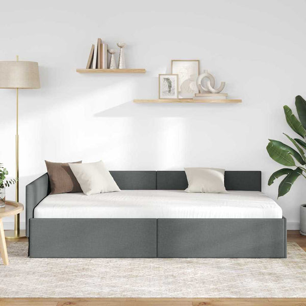 vidaXL Corner Bed Frame with Headboard Dark Grey 80 cm x 200 cm Fabric