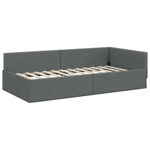 vidaXL Corner Bed Frame with Headboard Dark Grey 80 cm x 200 cm Fabric