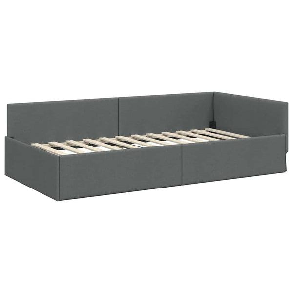 vidaXL Corner Bed Frame with Headboard Dark Grey 80 cm x 200 cm Fabric