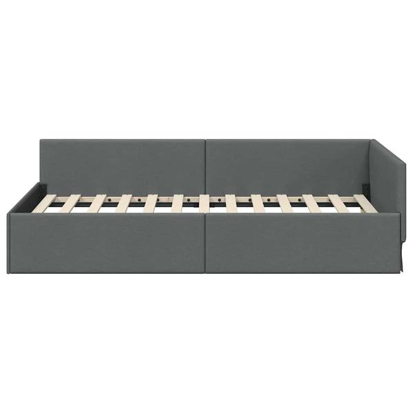 vidaXL Corner Bed Frame with Headboard Dark Grey 80 cm x 200 cm Fabric