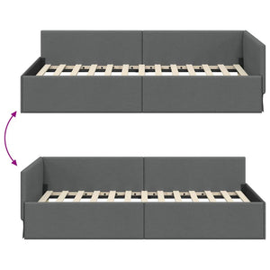 vidaXL Corner Bed Frame with Headboard Dark Grey 80 cm x 200 cm Fabric