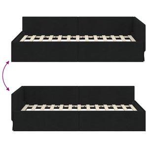 vidaXL Corner Bed Frame with Headboard Black 80 cm x 200 cm Fabric