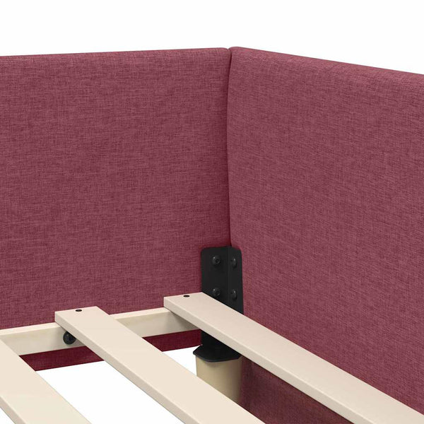 vidaXL Corner Bed Frame with Headboard Wine Red 80 cm x 200 cm Fabric