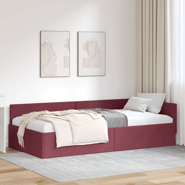 vidaXL Corner Bed Frame with Headboard Wine Red 80 cm x 200 cm Fabric
