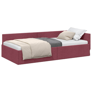 vidaXL Corner Bed Frame with Headboard Wine Red 80 cm x 200 cm Fabric