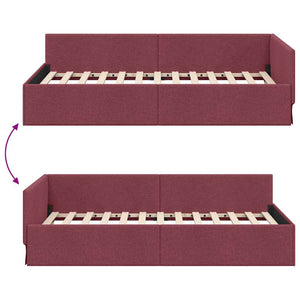 vidaXL Corner Bed Frame with Headboard Wine Red 80 cm x 200 cm Fabric