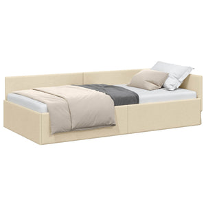 vidaXL Corner Bed Frame with Headboard Cream 80 cm x 200 cm Fabric