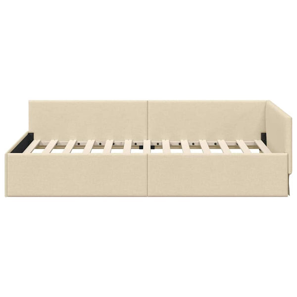 vidaXL Corner Bed Frame with Headboard Cream 80 cm x 200 cm Fabric