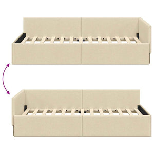 vidaXL Corner Bed Frame with Headboard Cream 80 cm x 200 cm Fabric