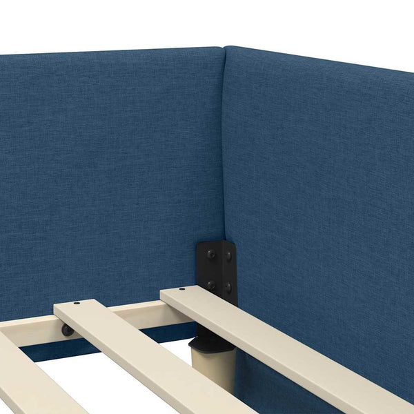 vidaXL Corner Bed Frame with Headboard Blue 80 cm x 200 cm Fabric