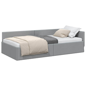 vidaXL Corner Bed Frame with Headboard Light Gray 90 cm x 190 cm Fabric