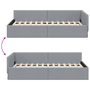 vidaXL Corner Bed Frame with Headboard Light Gray 90 cm x 190 cm Fabric