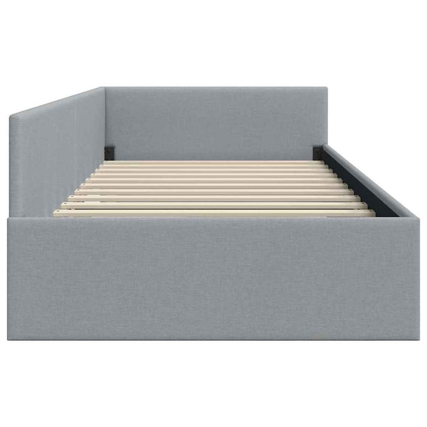 vidaXL Corner Bed Frame with Headboard Light Gray 90 cm x 190 cm Fabric