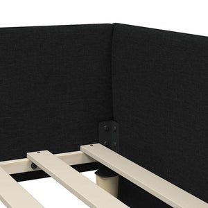 vidaXL Corner Bed Frame with Headboard Black 90 cm x 190 cm Fabric