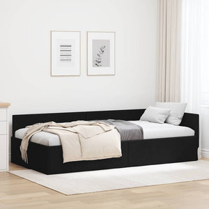 vidaXL Corner Bed Frame with Headboard Black 90 cm x 190 cm Fabric