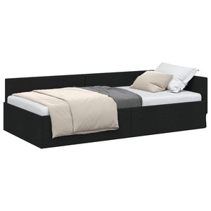 vidaXL Corner Bed Frame with Headboard Black 90 cm x 190 cm Fabric