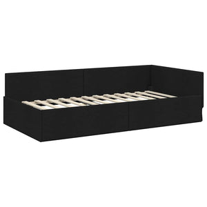 vidaXL Corner Bed Frame with Headboard Black 90 cm x 190 cm Fabric