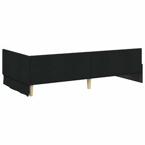 vidaXL Corner Bed Frame with Headboard Black 90 cm x 190 cm Fabric