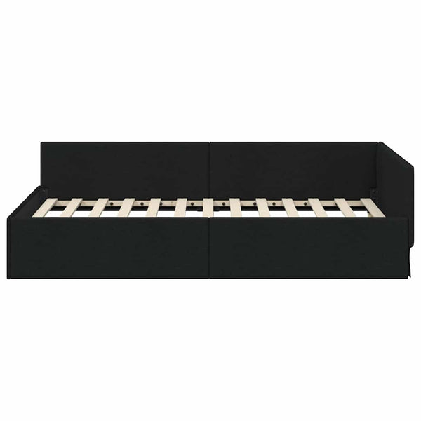 vidaXL Corner Bed Frame with Headboard Black 90 cm x 190 cm Fabric