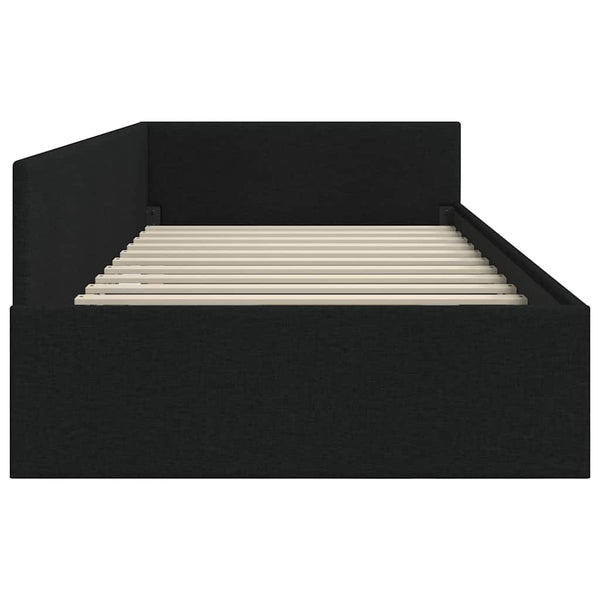 vidaXL Corner Bed Frame with Headboard Black 90 cm x 190 cm Fabric