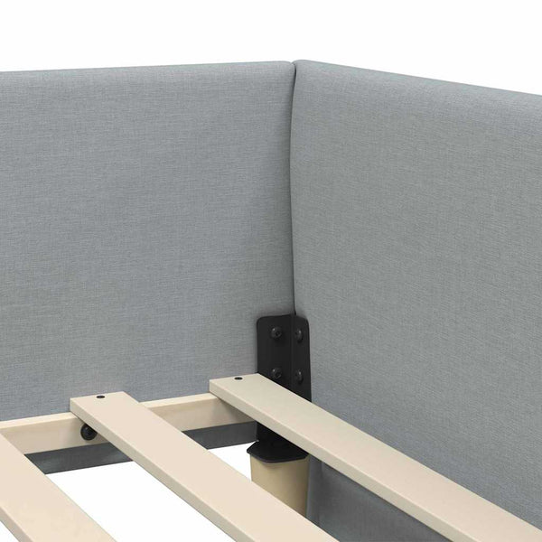 vidaXL Corner Bed Frame with Headboard Light Gray 90 cm x 200 cm Fabric